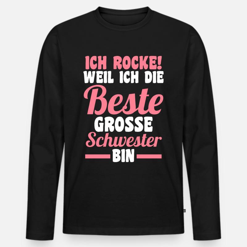 Beste Schwester - Männer Premium Bio Langarmshirt - Schwarz