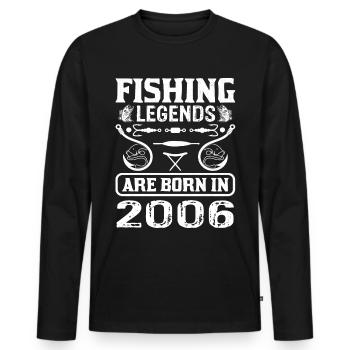 Les légendes de la pêche sont nées en 2006 - T-shirt manches longues Premium bio Homme - noir - Devant - Nico (187cm)