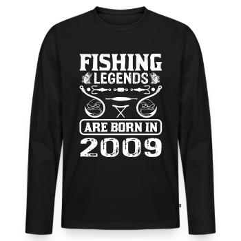 Les légendes de la pêche sont nées en 2009 - T-shirt manches longues Premium bio Homme - noir - Devant - Nico (187cm)