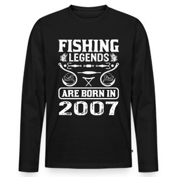 Les légendes de la pêche sont nées en 2007 - T-shirt manches longues Premium bio Homme - noir - Devant - Nico (187cm)