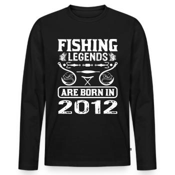 Les légendes de la pêche sont nées en 2012 - T-shirt manches longues Premium bio Homme - noir - Devant - Nico (187cm)