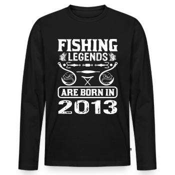 Les légendes de la pêche sont nées en 2013 - T-shirt manches longues Premium bio Homme - noir - Devant - Nico (187cm)