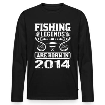 Les légendes de la pêche sont nées en 2014 - T-shirt manches longues Premium bio Homme - noir - Devant - Nico (187cm)