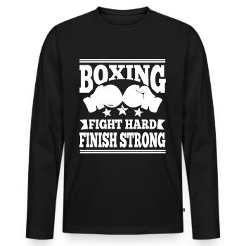 Boxing Fight Hard Finish Strong Boxing Gloves Gift - Männer Premium Bio Langarmshirt - Schwarz - Vorne - Nico (187cm)