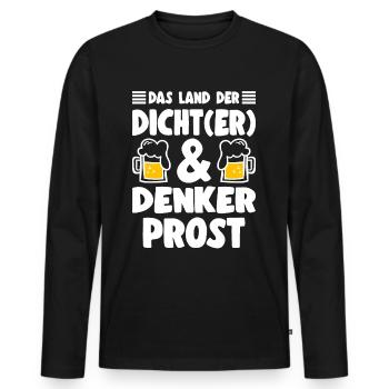 Bier Spruch Das Land Der Dich(t)er & Denker Prost - Männer Premium Bio Langarmshirt - Schwarz - Vorne - Nico (187cm)