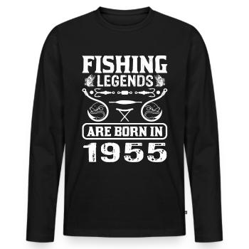 Les légendes de la pêche sont nées en 1955 - T-shirt manches longues Premium bio Homme - noir - Devant - Nico (187cm)
