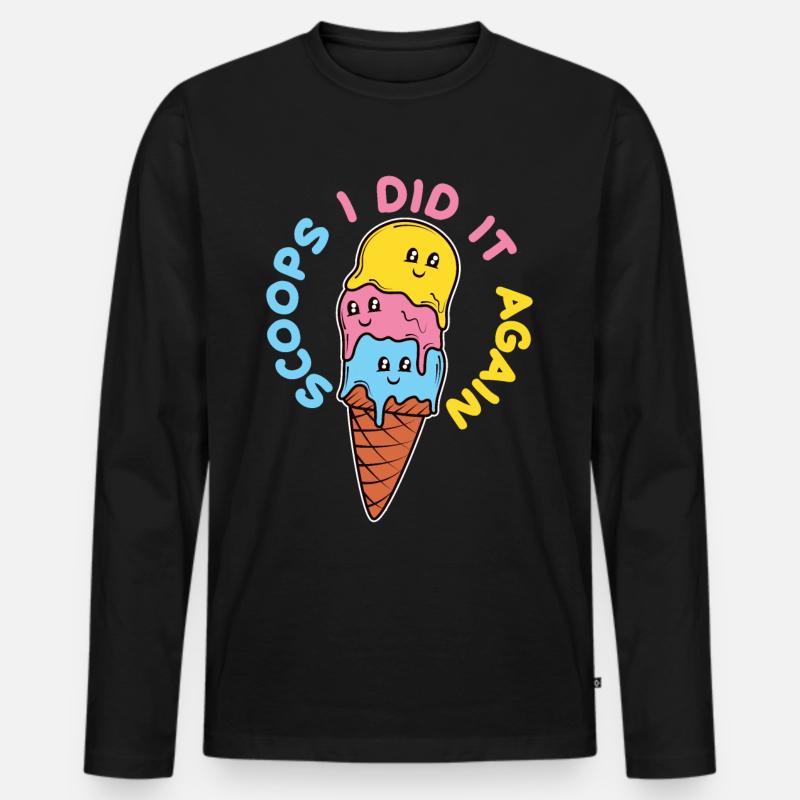 Eiscreme logo Sommer Softeis Geschenkidee - Männer Premium Bio Langarmshirt - Schwarz