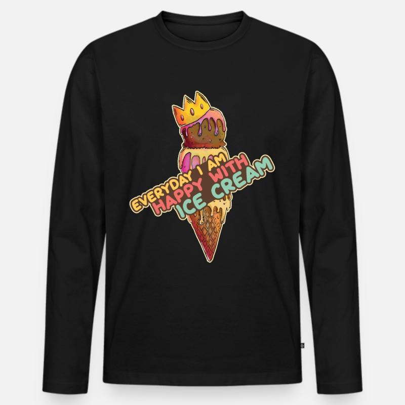 Eiscreme logo Sommer Softeis Geschenkidee - Männer Premium Bio Langarmshirt - Schwarz