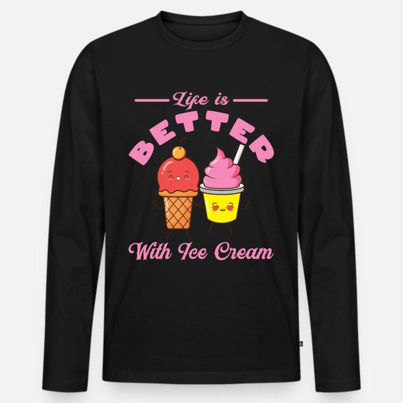 Eiscreme logo Sommer Softeis Geschenkidee - Männer Premium Bio Langarmshirt - Schwarz