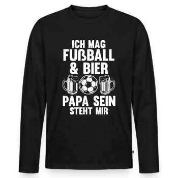 Vater Papi Fußball Bier Papa - Männer Premium Bio Langarmshirt - Schwarz - Vorne - Nico (187cm)