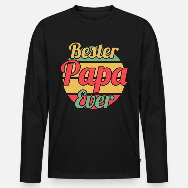 Vater Papi Papa - Männer Premium Bio Langarmshirt - Schwarz