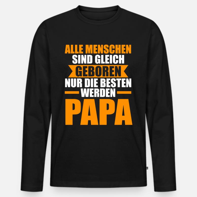 Vater Papi Papa - Männer Premium Bio Langarmshirt - Schwarz