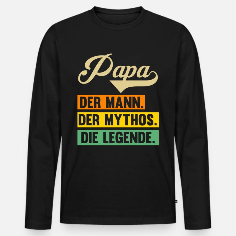 Vater Papi Papa - Männer Premium Bio Langarmshirt - Schwarz