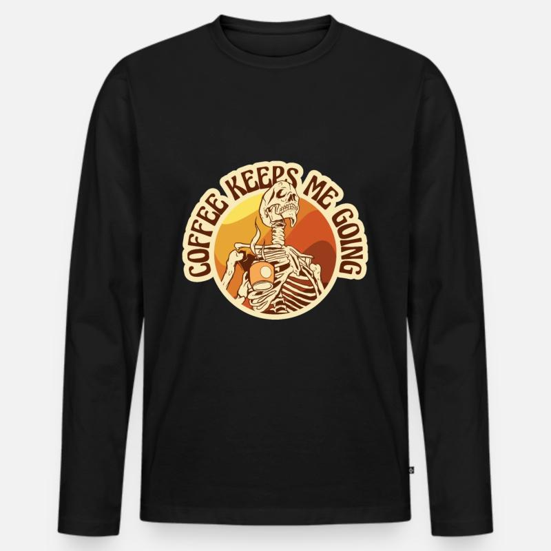 Kaffee - Coffee keeps me going - Männer Premium Bio Langarmshirt - Schwarz