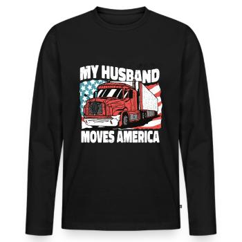 Profession - Mon mari déménage en Amérique - T-shirt manches longues Premium bio Homme - noir - Devant - Nico (187cm)