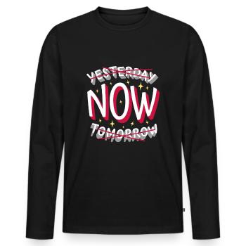 Dire - pas hier pas demain MAINTENANT! - T-shirt manches longues Premium bio Homme - noir - Devant - Nico (187cm)