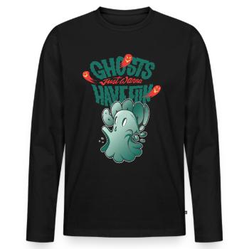 Geist will nur Spaß haben Halloween-Party-Albtraum - Männer Premium Bio Langarmshirt - Schwarz - Vorne - Nico (187cm)