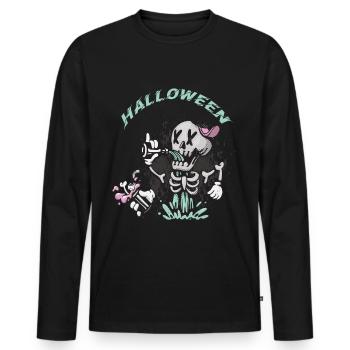 Skelett-Halloween-Party-Albtraum-Horror-Halloween- - Männer Premium Bio Langarmshirt - Schwarz - Vorne - Nico (187cm)
