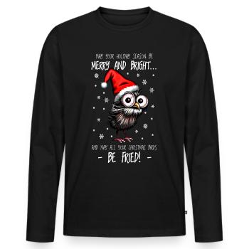 Christmas Bird Owl Christmas Owls Gift - Men's Premium Organic Long Sleeve Shirt - black - Front - Nico (187cm)