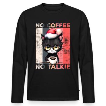 No Coffee No Talkie Cat Coffee Christmas - Men's Premium Organic Long Sleeve Shirt - black - Front - Nico (187cm)