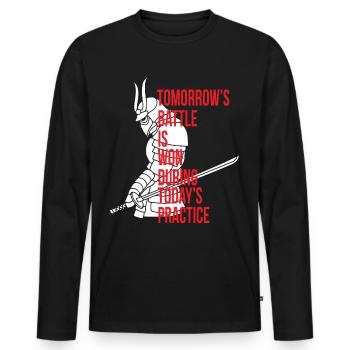 Ninja Guerrier Japonais Samouraï Katana Épée J - T-shirt manches longues Premium bio Homme - noir - Devant - Nico (187cm)