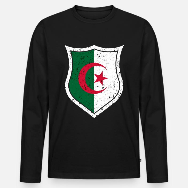 Algerien - Männer Premium Bio Langarmshirt - Schwarz