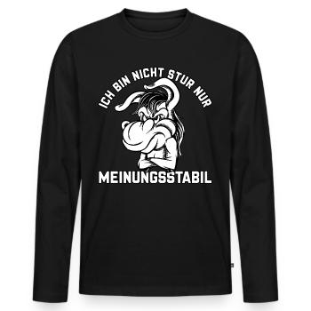 Ich bin nicht stur - nur meinungsstabil Esel - Männer Premium Bio Langarmshirt - Schwarz - Vorne - Nico (187cm)