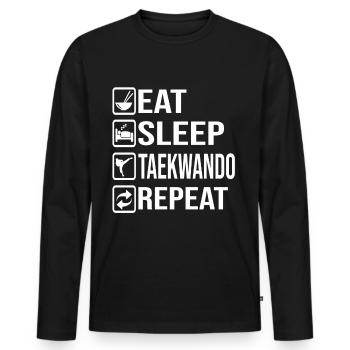 Eat Sleep Taekwando Repeat Gift Idea - Männer Premium Bio Langarmshirt - Schwarz - Vorne - Nico (187cm)