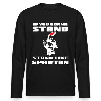 Sparta Boxständer Strong Gladiator Fitness Motivat - Männer Premium Bio Langarmshirt - Schwarz - Vorne - Nico (187cm)