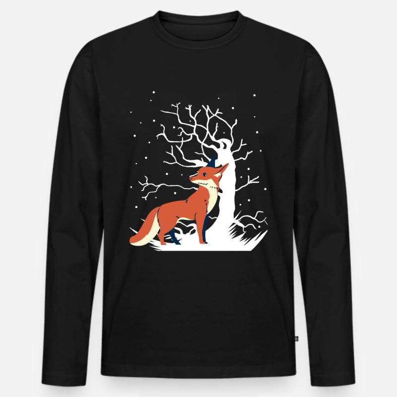 Fuchs Xmas Waldtiere Schnee Weihnachtsgeschenk - Männer Premium Bio Langarmshirt - Schwarz