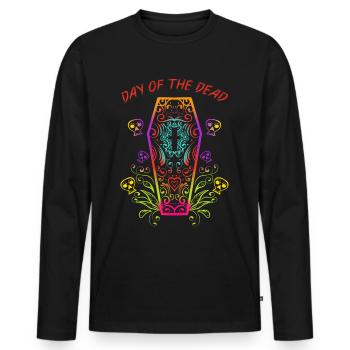 Day Of The Dead Casket Dia De Los Muertos - Men's Premium Organic Long Sleeve Shirt - black - Front - Nico (187cm)