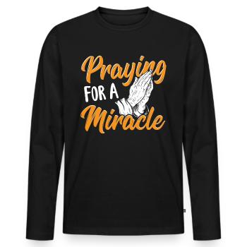 Prier pour un pasteur miracle - T-shirt manches longues Premium bio Homme - noir - Devant - Nico (187cm)