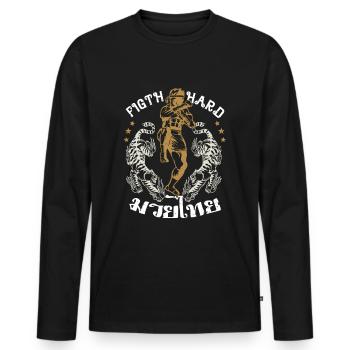 Muay Thai Traditional Sport Fighter Gift Idea - Männer Premium Bio Langarmshirt - Schwarz - Vorne - Nico (187cm)
