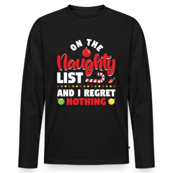 Sur la liste des vilains et je n’ai aucun regret - T-shirt manches longues Premium bio Homme - noir - Devant - Nico (187cm)