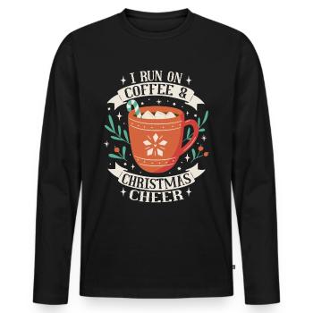 Kaffee und Weihnachtsstimmung Weihnachten - Männer Premium Bio Langarmshirt - Schwarz - Vorne - Nico (187cm)