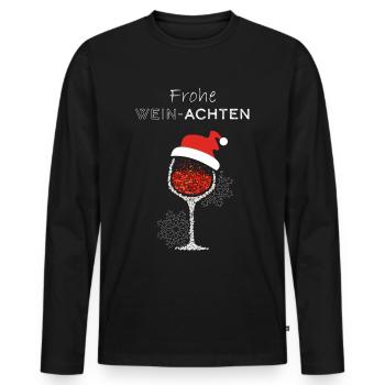 Frohe Weinachten Wein Weintrinker Weinliebhaber - Männer Premium Bio Langarmshirt - Schwarz - Vorne - Nico (187cm)