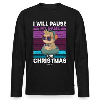 Gambler Cadeau Gamer Jeux de Noël - T-shirt manches longues Premium bio Homme - noir - Devant - Nico (187cm)