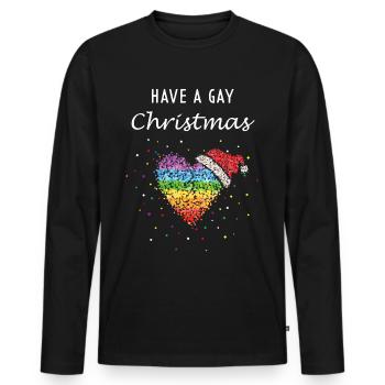 Noël Gay Gay LGBTQ Gay Saint-Nicolas - T-shirt manches longues Premium bio Homme - noir - Devant - Nico (187cm)