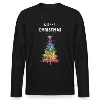 Queer Christmas Tannenbaum LGBTQ Pride Regenbogen - Männer Premium Bio Langarmshirt - Schwarz - Vorne - Nico (187cm)