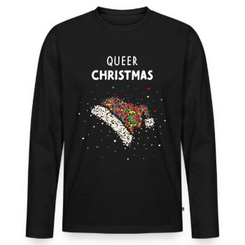 Chapeau de Noël queer LGBTQ Pride - T-shirt manches longues Premium bio Homme - noir - Devant - Nico (187cm)