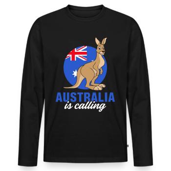 Kangaroo Australia appelle le drapeau de l’outback mignon K - T-shirt manches longues Premium bio Homme - noir - Devant - Nico (187cm)