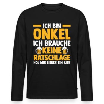 Patenonkel Pate Bier Onkel - Männer Premium Bio Langarmshirt - Schwarz - Vorne - Nico (187cm)