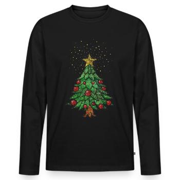 Arbre de Noël Arbre de Noël Arbre de Noël Arbre - T-shirt manches longues Premium bio Homme - noir - Devant - Nico (187cm)