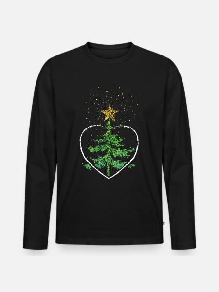 Weihnachtsbaum Herz Christbaum Weihnachtsstern - Männer Premium Bio Langarmshirt - Schwarz