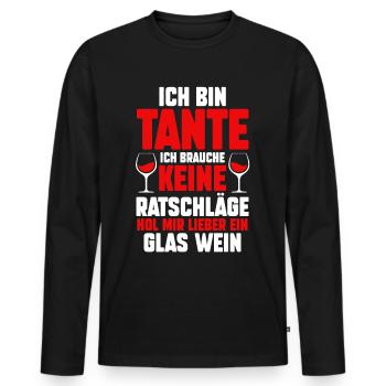 Patinntante Patin Wein Tante - Männer Premium Bio Langarmshirt - Schwarz - Vorne - Nico (187cm)