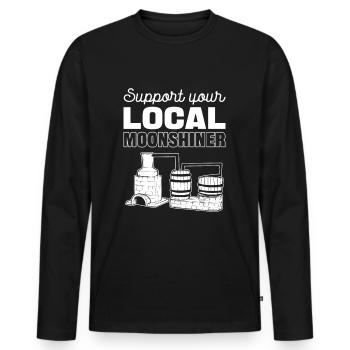 Support Your Local Moonshiner Moonshining - Männer Premium Bio Langarmshirt - Schwarz - Vorne - Nico (187cm)