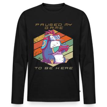 Video Games Gamer Paused My Game Retro Gaming Peng - Männer Premium Bio Langarmshirt - Schwarz - Vorne - Nico (187cm)