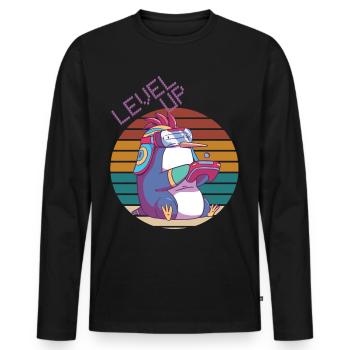 Level Up Gamer Retro Video Games Retro Gaming Peng - Männer Premium Bio Langarmshirt - Schwarz - Vorne - Nico (187cm)