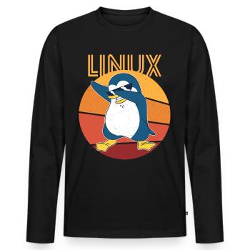 Linux Admin Cool Penguin Nerd Informatics - T-shirt manches longues Premium bio Homme - noir - Devant - Nico (187cm)
