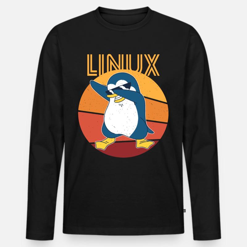 Linux Admin Cool Penguin Nerd Informatik - Premium økologisk langærmet T-shirt til mænd - sort